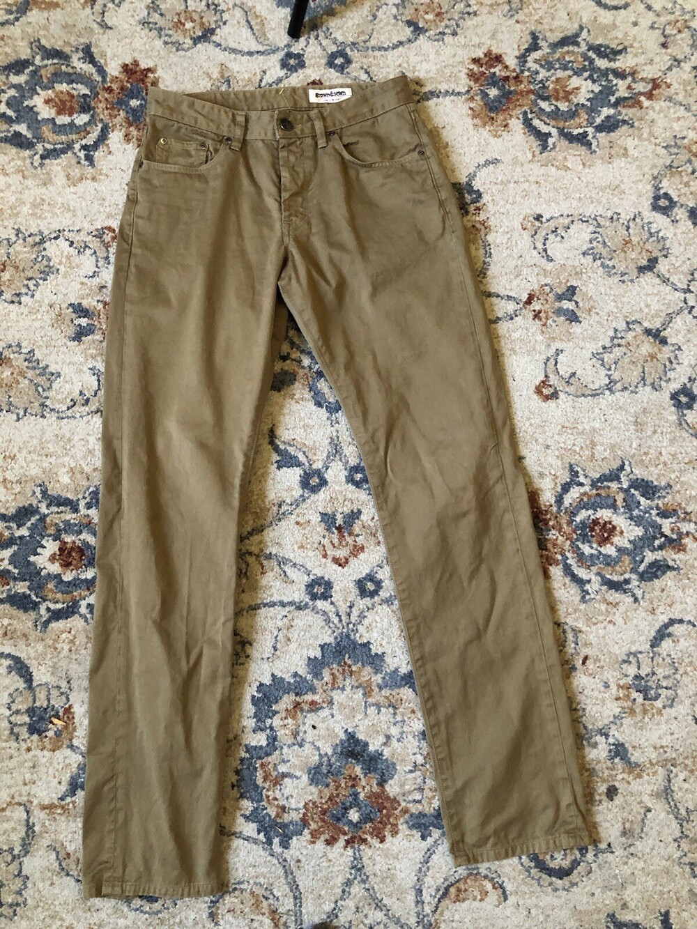 Grown & Sewn Pants Mens 30 Brown Slim Straight Button Fly USA 30x34